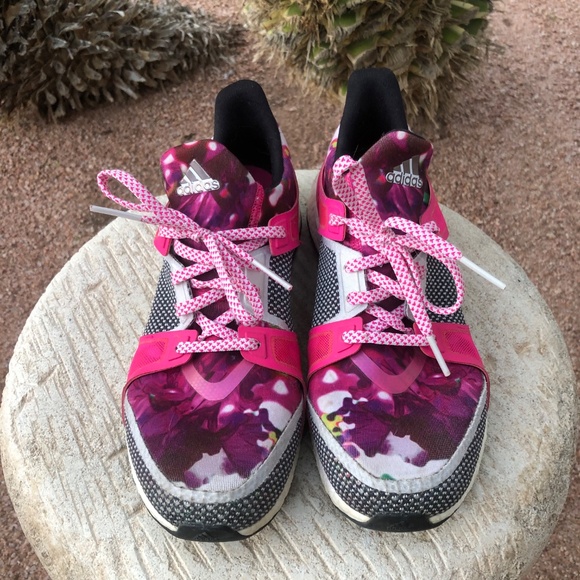 Adidas Pureboost X women's size 8 running shoes pink floral - Picture 3 of 6
